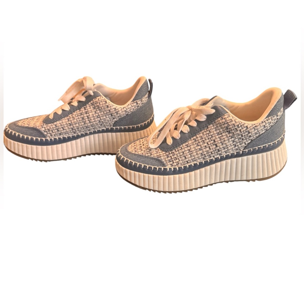 Universal Thread Woven Platform Sneakers Blue Cre… - image 4